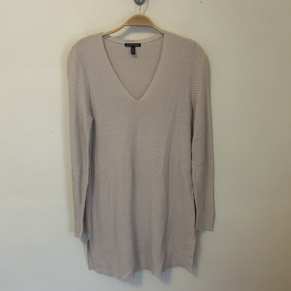 Eileen Fisher Women's Sweater Extra Fine Merino Wool Ribbed‎ Pink XS Old Money